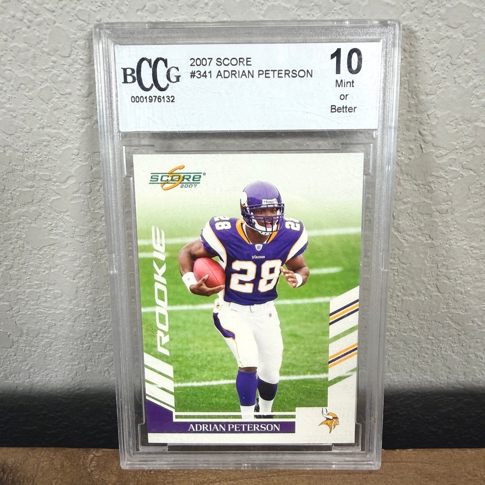 2007 Score Adrian Peterson Rookie Football Card #341 Vikings BCCS 10 Mint